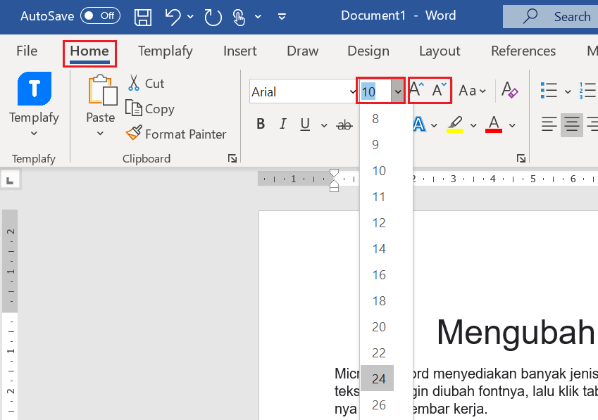 cara mengatur ukuran font